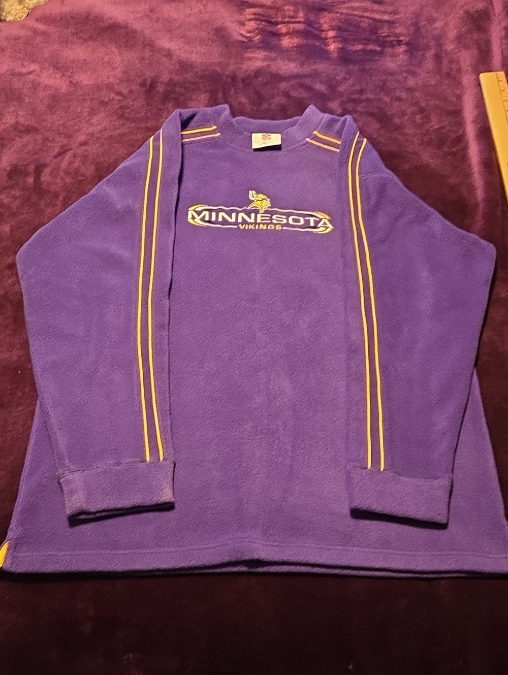 NFL Minnesota Vikings Mens Purple Fleece Crewneck with Yellow Accent